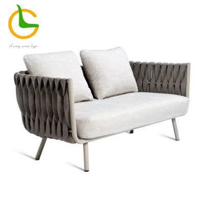 Hotel used sofa outdoor rope material upholstered high quality Two seat sofa