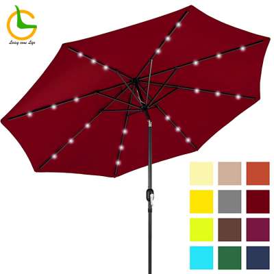 Most popular lightweight foldable led solar patio yard balcony parasol