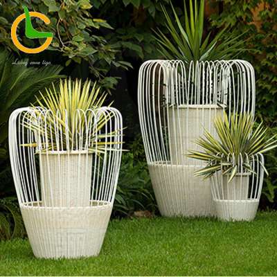 self watering tall square rattan planter wholesale outdoor garden flower pot