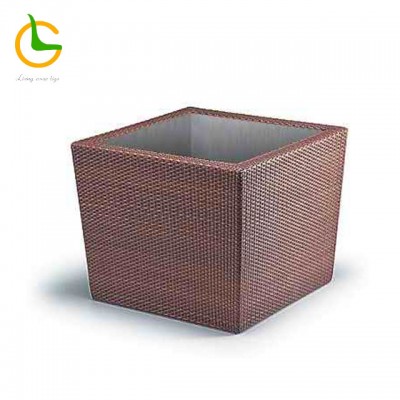 High quality square Factory Direct Wholesale rattan woven plastic flower pot