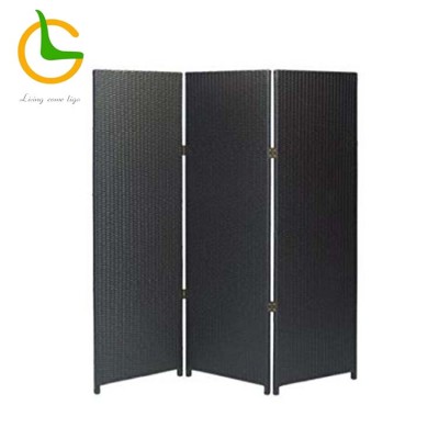 Foshan supplier outdoor garden folding black synthetic rattan bamboo paravent