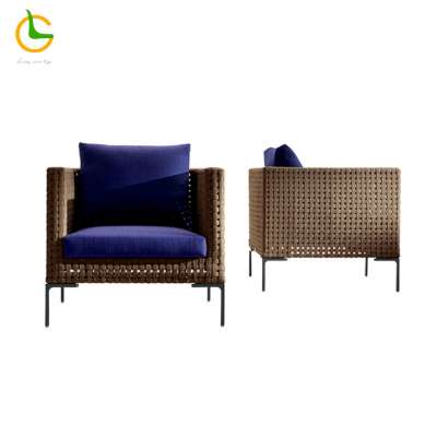 Popular nice luxury Italian style single seat rope woven home furniture modern royal sofa