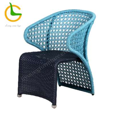 Blue rope woven aluminum outdoor cafe chair