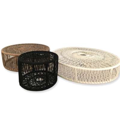 European style contemporary black aluminum round plastic wicker rattan coffee table